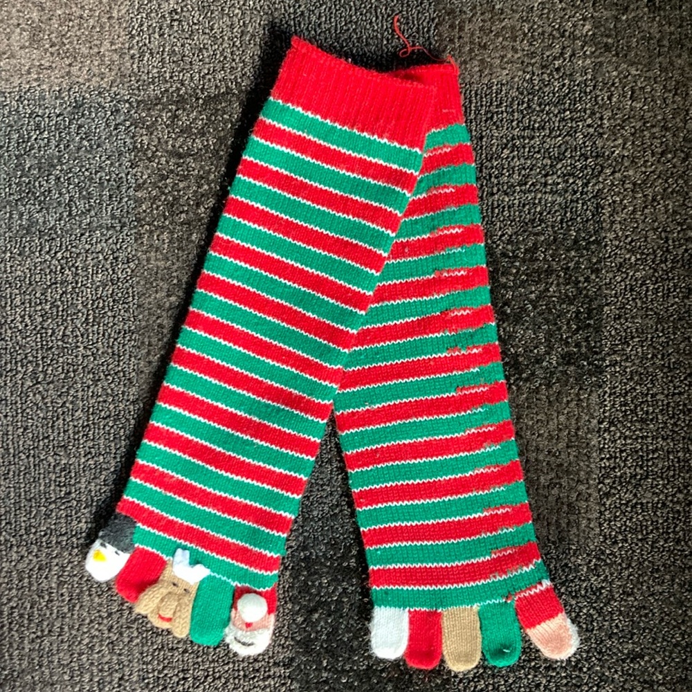 Vintage Christmas Toe Socks Santa Rudolph Frosty O/S ages 2-6 Unisex 90's Y2K